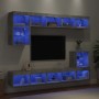 Muebles TV pared con LED 8 pzas madera ingeniería gris hormigón de , Muebles TV - Ref: Foro24-3216671, Precio: 244,99 €, Desc...