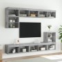 TV wall furniture with LED 8 pieces concrete gray engineered wood by , TV Furniture - Ref: Foro24-3216671, Price: 250,76 €, D...