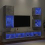 Muebles TV pared con LED 5 pzas madera ingeniería gris hormigón de , Muebles TV - Ref: Foro24-3216678, Precio: 205,99 €, Desc...