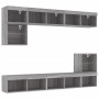 Muebles TV pared con LED 8 pzas madera ingeniería gris Sonoma de , Muebles TV - Ref: Foro24-3216673, Precio: 244,21 €, Descue...