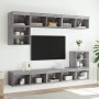 Muebles TV pared con LED 8 pzas madera ingeniería gris Sonoma de , Muebles TV - Ref: Foro24-3216673, Precio: 244,21 €, Descue...