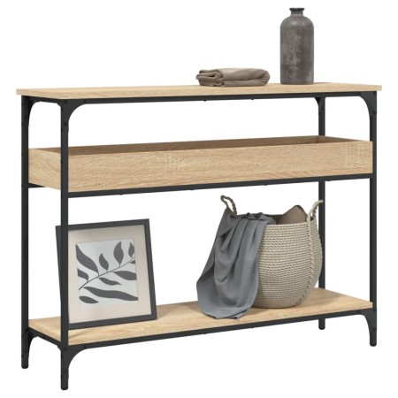 Console table shelf engineered wood Sonoma oak 100x29x75cm by , Side tables - Ref: Foro24-837718, Price: 69,65 €, Discount: %