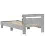 Concrete gray engineered wood bed with headboard 90x190 cm by , Beds and slatted bases - Ref: Foro24-838564, Price: 83,99 €, ...