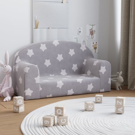 Light gray soft plush 2-seater children's sofa with stars by , Baby and Toddler Furniture - Ref: Foro24-357010, Price: 42,82 ...