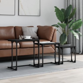 Stapelbare Couchtische, 3 Stück, schwarzes Holzwerkstoff von , Couchtisch - Ref: Foro24-837817, Preis: 37,26 €, Rabatt: %