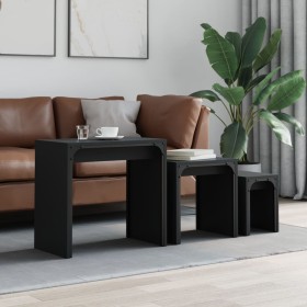 Stapelbare Couchtische, 3 Stück, schwarzes Holzwerkstoff von , Couchtisch - Ref: Foro24-837822, Preis: 52,99 €, Rabatt: %