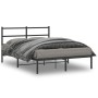 Estructura de cama con cabecero metal negro 135x190 cm de , Camas y somieres - Ref: Foro24-355364, Precio: 86,36 €, Descuento: %