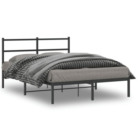 Estructura de cama con cabecero metal negro 135x190 cm de , Camas y somieres - Ref: Foro24-355364, Precio: 86,99 €, Descuento: %