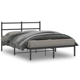 Bed frame with black metal headboard 140x200 cm by , Beds and slatted bases - Ref: Foro24-355366, Price: 91,72 €, Discount: %