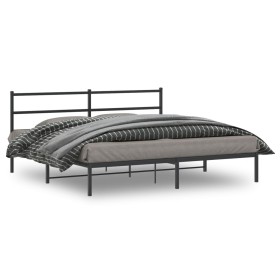 Estructura de cama con cabecero metal negro 200x200 cm de , Camas y somieres - Ref: Foro24-355372, Precio: 101,99 €, Descuent...