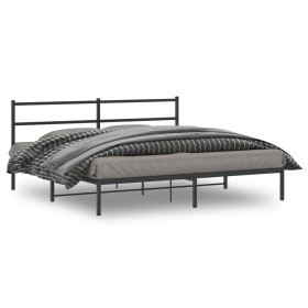 Bed frame with black metal headboard 183x213 cm by , Beds and slatted bases - Ref: Foro24-355370, Price: 99,99 €, Discount: %