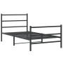 Bed frame with headboard and black metal footboard 107x203cm by , Beds and slatted bases - Ref: Foro24-355379, Price: 72,54 €...