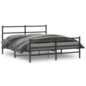 Bed frame with headboard and black metal footboard 150x200cm by , Beds and slatted bases - Ref: Foro24-355385, Price: 108,67 ...