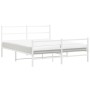 Metal bed frame with headboard and white footboard 150x200 cm by , Beds and slatted bases - Ref: Foro24-355434, Price: 100,30...