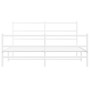 Metal bed frame with headboard and white footboard 150x200 cm by , Beds and slatted bases - Ref: Foro24-355434, Price: 100,30...