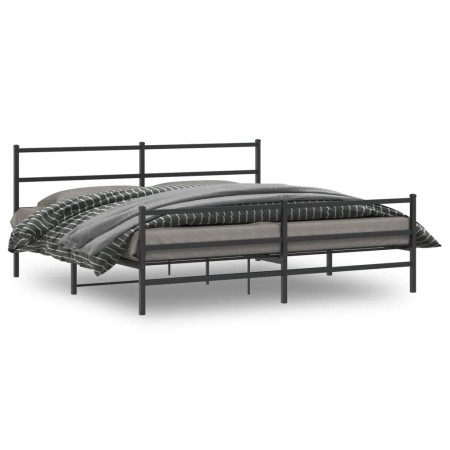 Bed frame with headboard and black metal footboard 180x200cm by , Beds and slatted bases - Ref: Foro24-355387, Price: 116,18 ...