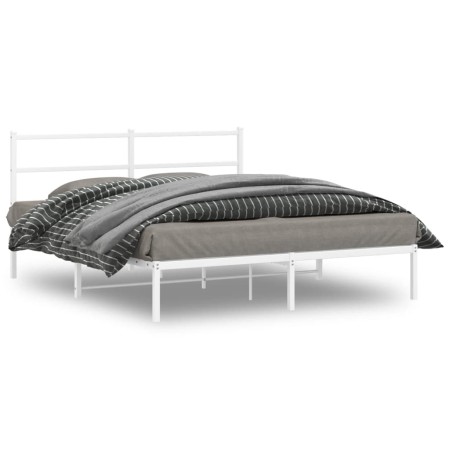 Estructura de cama con cabecero metal blanca 160x200 cm de , Camas y somieres - Ref: Foro24-355417, Precio: 92,26 €, Descuent...