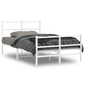 Estructura cama metal con cabecero y estribo blanco 120x190 cm de , Camas y somieres - Ref: Foro24-355429, Precio: 94,99 €, D...