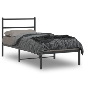 Estructura de cama con cabecero metal negro 90x200 cm de , Camas y somieres - Ref: Foro24-355358, Precio: 68,38 €, Descuento: %