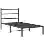 Bed frame with black metal headboard 90x200 cm by , Beds and slatted bases - Ref: Foro24-355358, Price: 71,17 €, Discount: %