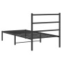 Bed frame with black metal headboard 90x200 cm by , Beds and slatted bases - Ref: Foro24-355358, Price: 71,17 €, Discount: %