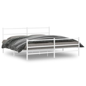 Metal bed frame with headboard and white footboard 180x200 cm by , Beds and slatted bases - Ref: Foro24-355436, Price: 108,99...