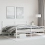 Metal bed frame with headboard and white footboard 180x200 cm by , Beds and slatted bases - Ref: Foro24-355436, Price: 108,51...