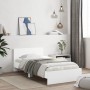 Estructura cama con cabecero madera ingeniería blanco 100x200cm de , Camas y somieres - Ref: Foro24-838617, Precio: 76,69 €, ...