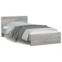 Sonoma gray engineered wood bed with headboard 100x200 cm by , Beds and slatted bases - Ref: Foro24-838622, Price: 78,54 €, D...