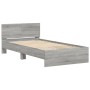 Sonoma gray engineered wood bed with headboard 100x200 cm by , Beds and slatted bases - Ref: Foro24-838622, Price: 78,54 €, D...