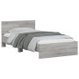 Sonoma gray engineered wood bed with headboard 100x200 cm by , Beds and slatted bases - Ref: Foro24-838622, Price: 78,54 €, D...