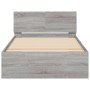 Sonoma gray engineered wood bed with headboard 100x200 cm by , Beds and slatted bases - Ref: Foro24-838622, Price: 78,54 €, D...