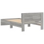 Sonoma gray engineered wood bed with headboard 100x200 cm by , Beds and slatted bases - Ref: Foro24-838622, Price: 78,54 €, D...