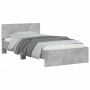 Cama con cabecero madera de ingeniería gris hormigón 100x200 cm de , Camas y somieres - Ref: Foro24-838620, Precio: 90,90 €, ...