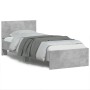 Concrete gray engineered wood bed with headboard 90x190 cm by , Beds and slatted bases - Ref: Foro24-838655, Price: 82,98 €, ...