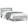 Estructura de cama cabecero luces LED gris hormigón 90x190 cm de , Camas y somieres - Ref: Foro24-838746, Precio: 92,52 €, De...