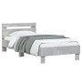 Estructura de cama cabecero luces LED gris hormigón 90x190 cm de , Camas y somieres - Ref: Foro24-838746, Precio: 92,52 €, De...