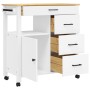 MONZA kitchen cart solid pine wood 84x40x90 cm by , Kitchen and dining carts - Ref: Foro24-376111, Price: 283,60 €, Discount: %