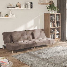 Two-seater sofa bed with two taupe gray fabric pillows. by , Sofas - Ref: Foro24-375798, Price: 232,15 €, Discount: %