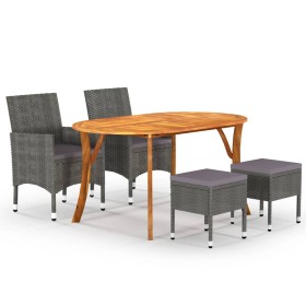 Juego de comedor de jardín de 5 piezas gris de , Conjuntos de jardín - Ref: Foro24-3071990, Precio: 348,99 €, Descuento: %