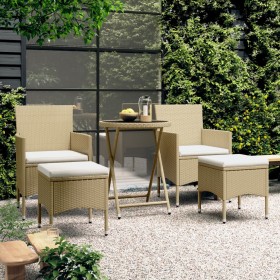 Garten-Essgruppe, 5-teilig, synthetisches Rattan, beige, gehärtetes Glas von , Gartensets - Ref: Foro24-3058390, Preis: 254,3...