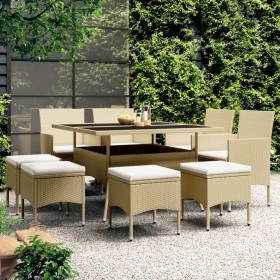 Garten-Essgruppe, 9-teilig, beiges synthetisches Rattan von , Gartensets - Ref: Foro24-3058350, Preis: 514,44 €, Rabatt: %