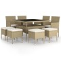 Juego de comedor de jardín 9 piezas ratán sintético beige de , Conjuntos de jardín - Ref: Foro24-3058350, Precio: 514,10 €, D...