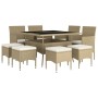 Juego de comedor de jardín 9 piezas ratán sintético beige de , Conjuntos de jardín - Ref: Foro24-3058350, Precio: 514,10 €, D...