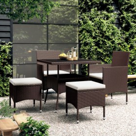 Garten-Essgruppe 5-teilig aus braunem synthetischem Rattan von , Gartensets - Ref: Foro24-3058331, Preis: 323,43 €, Rabatt: %