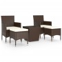 Garden bistro set 5 pieces PE rattan brown tempered glass by , Garden sets - Ref: Foro24-3058371, Price: 239,20 €, Discount: %