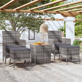 Garden table and chairs 5 pieces synthetic rattan gray acacia wood by , Garden sets - Ref: Foro24-3058373, Price: 189,30 €, D...