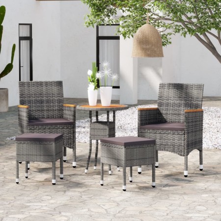 Juego de muebles de jardín de 5 piezas ratán sintético gris de , Conjuntos de jardín - Ref: Foro24-3058477, Precio: 251,99 €,...