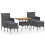 Garden dining set 5 pieces synthetic rattan gray acacia wood by , Garden sets - Ref: Foro24-3058333, Price: 254,09 €, Discoun...