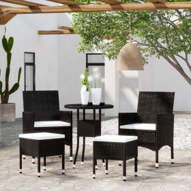 Gartenmöbel-Set 5-teilig aus schwarzem synthetischem Rattan von , Gartensets - Ref: Foro24-3058468, Preis: 242,41 €, Rabatt: %